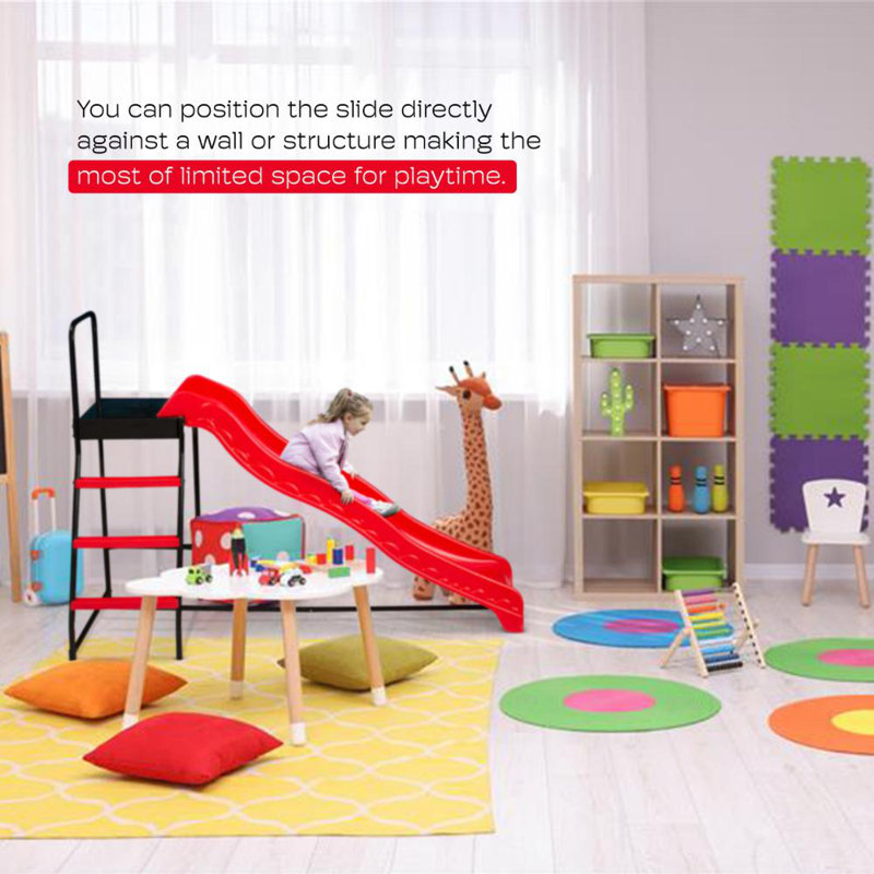 Machrus Upper Bounce Trampoline Step N Slide Fun Indoor and Outdoor Ladder and Wave Slide Set, Red