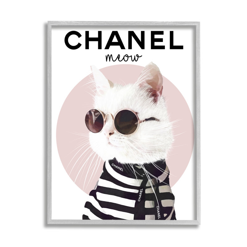 Chic Kitty Cat Meow Glam Fashion Cercle rose, H 20 po x l 16 po, Estampe numérique Farmhouse
