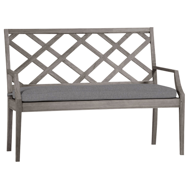 Banc d'extérieur en teck Haley, Teck huître, Pas de soudure, Verona brume