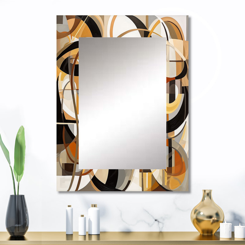 Mid Century Artistic Transformations I - grand miroir moderne Mid-Century, décor de miroir mural unique et moderne, impression d'art en métal