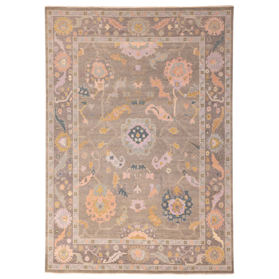 Modern Oushak Grey Rug 10'0" x 13'9"