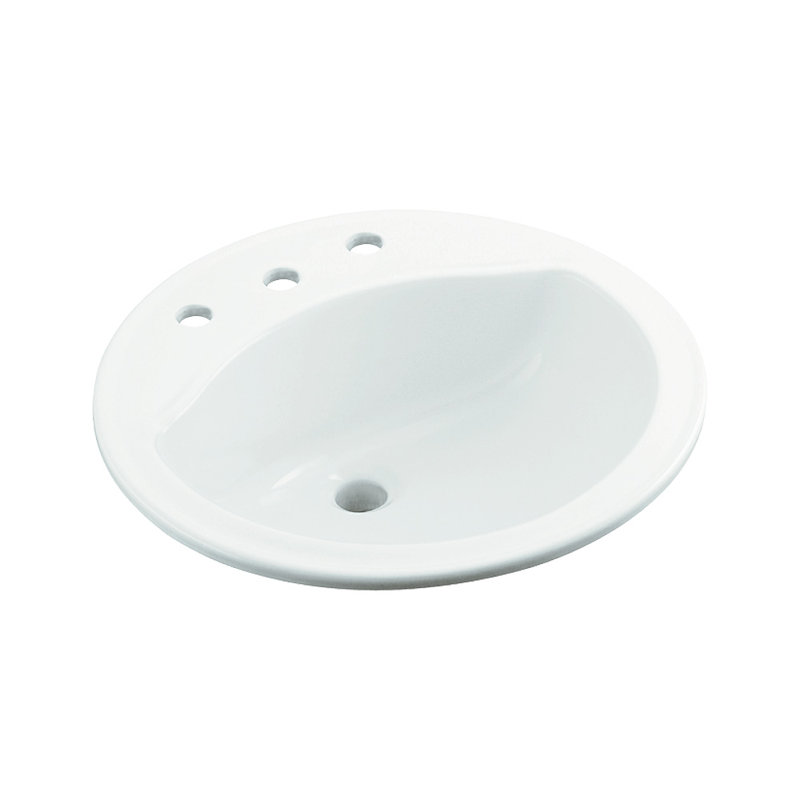 Modesto White Ceramic Round Drop-In Bathroom Sink