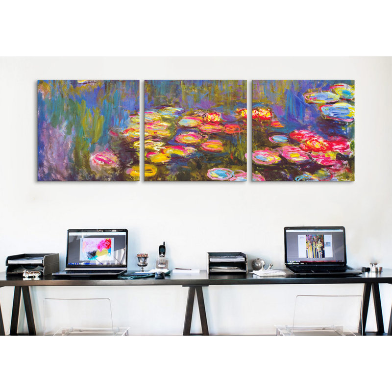 "Les Nymphéas 3 pièces" par Claude Monet, reproduction d'art sur toile tendue Miko, H 20 po x l 60 po x P 1,5 po