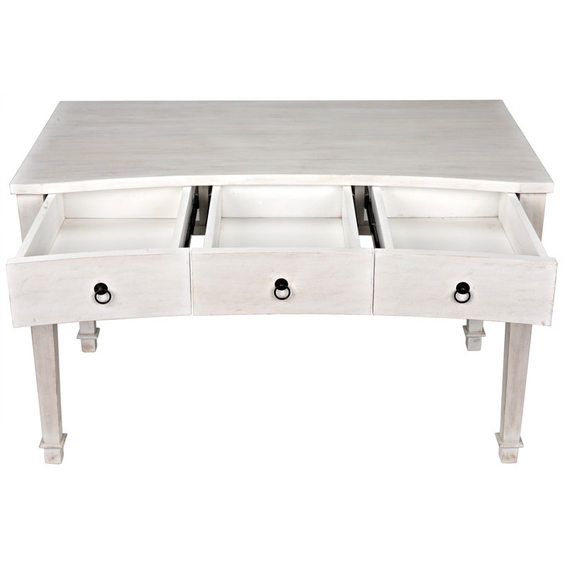 White Wash Solid Wood Writing Desk with Drawer