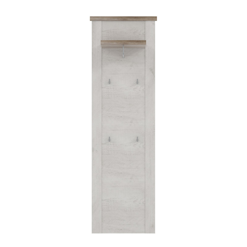 Eurydamas Wall 4 - Hook Wall Mounted Coat Rack, Pinia White/Oak Antique