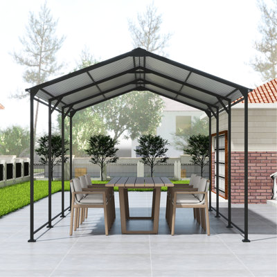 1015 Ft Galvanized Steel Roof Metal Garage Canopy - Your Assets From Weather Roofed Carport Outdoor Storage