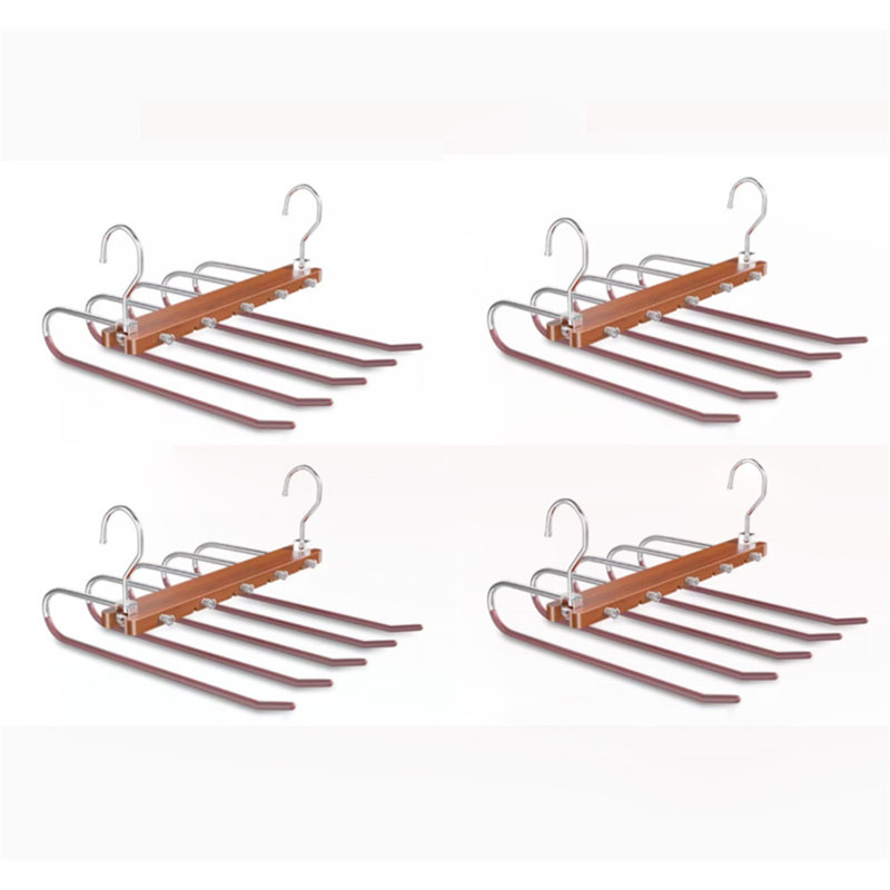 Porte-pantalons pliable en bois massif, 4