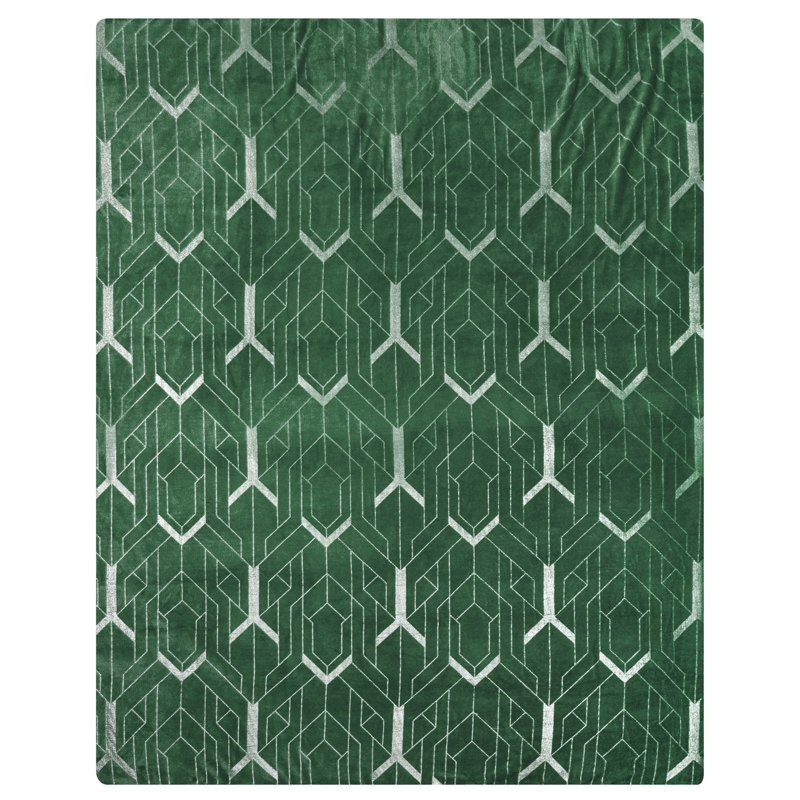 Polyester Geometric Shapes Bedspread, Dark Green