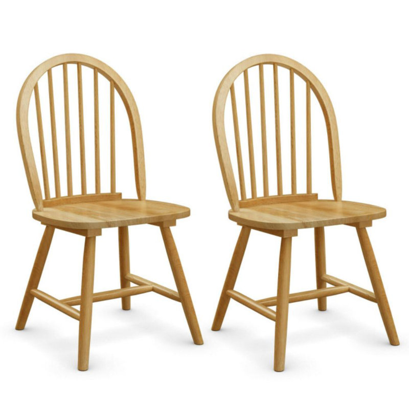 Natural Oak High Back Windsor Side Chair Set