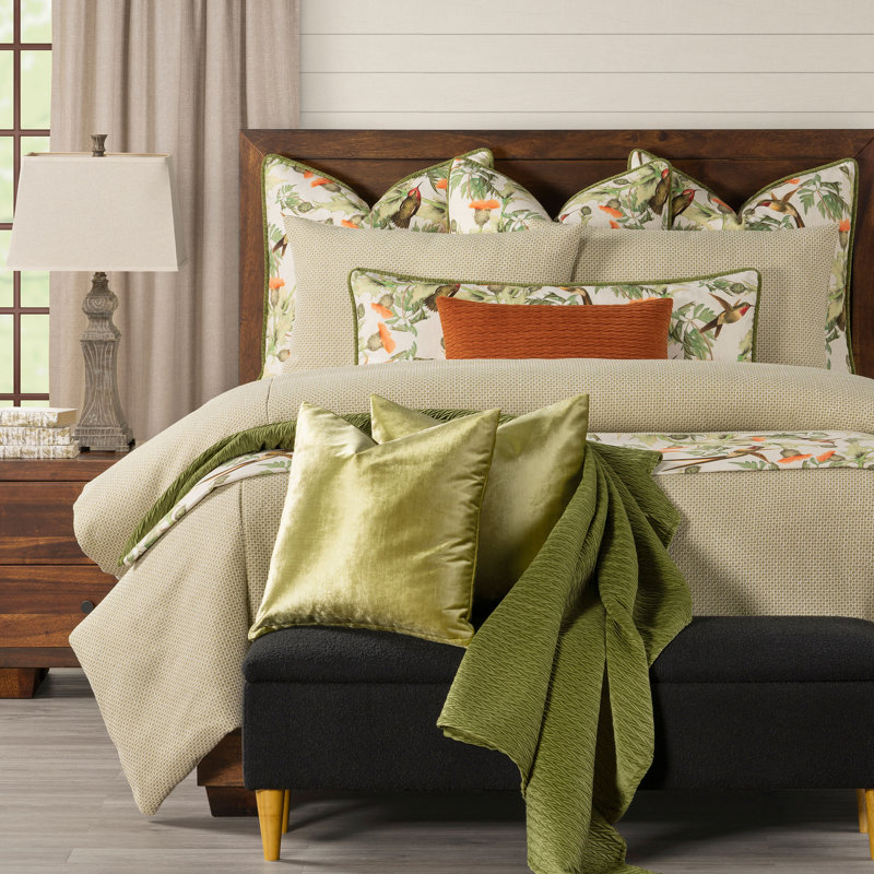 Smithsonian Lattice Weave Duvet Cover Set, California King Duvet Cover + 2 Pillow Shams, Fern