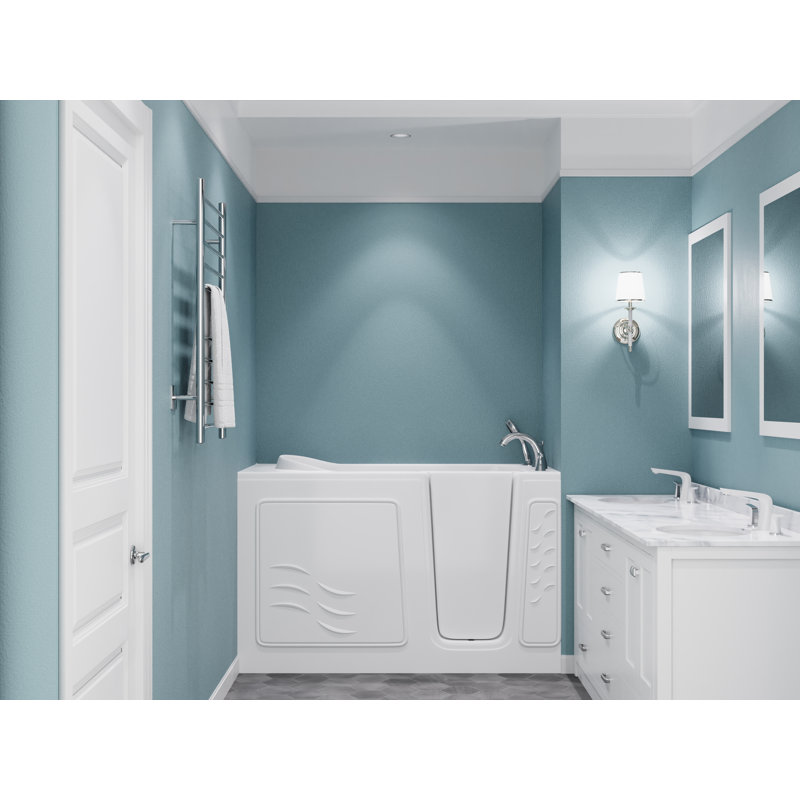 Captains Series 59'' x 30'' Soaking Fiberglass Bathtub with Faucet, Right