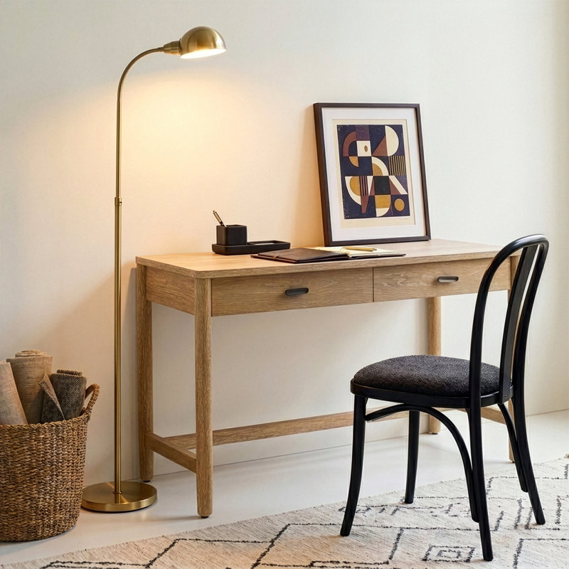 Regent 68 in. Industrial Modern LED Gold Floor Lamp with Height-Adjustable Gooseneck in Brass Finish