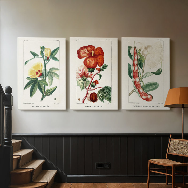 Turpin Tropical Botanicals VI - Toile tendue avec châssis sur mesure - 3 pièces, H 60 po x l 120 po