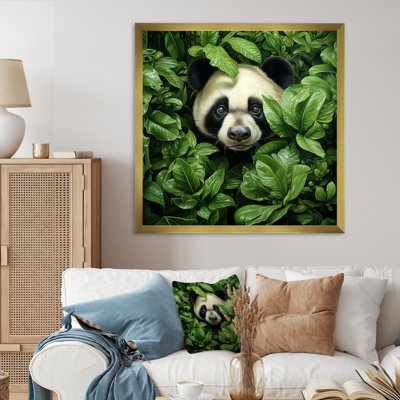 «Foliage Peekaboo Panda III», art mural animal panda