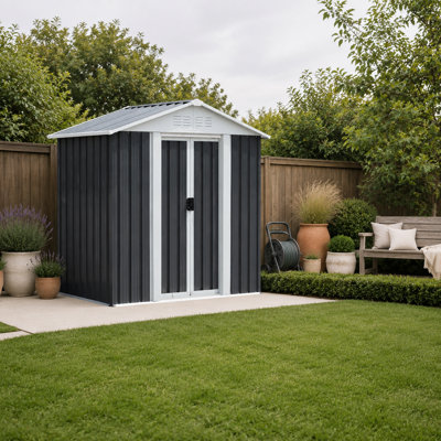 Gable Roof Metal Shed with Contrast Trim & Roof Vents