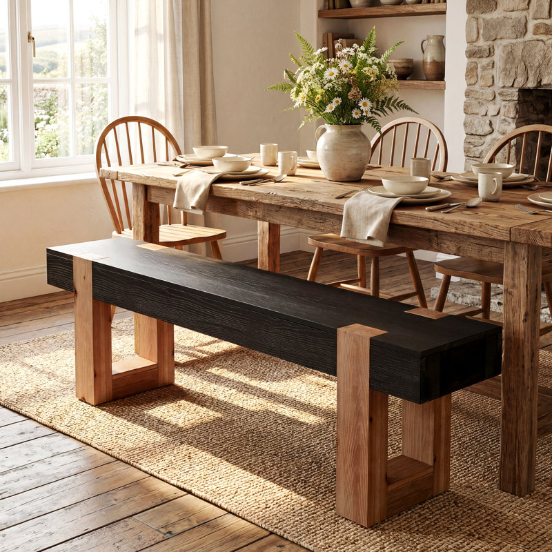 55" Solid Wood Entryway Bench