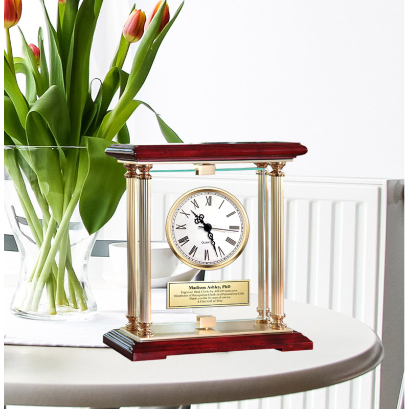 Horloge de bureau en verre Premium Gold Cadeau d'anniversaire de mariage unique, Oui