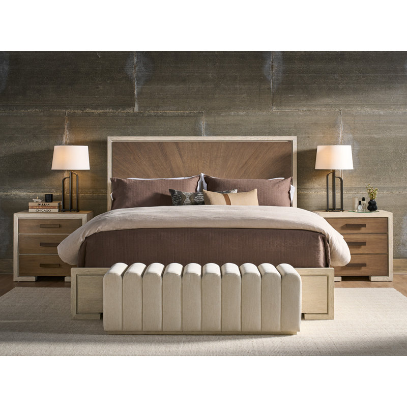Modern Bed, Queen, Brown/White