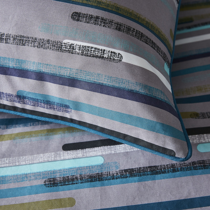 Motion Blue 200 TC Duvet Cover Set, Super King Duvet Cover + 2 Pillowcases