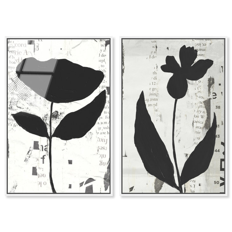 Single Flowers Set High-Gloss Frameless Acrylic Glass Wall Art Abstract Print by Oliver Gal, Ready to Hang, 10 x 15