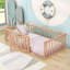 Lit simple en bois avec garde-corps et porte-1730794363
