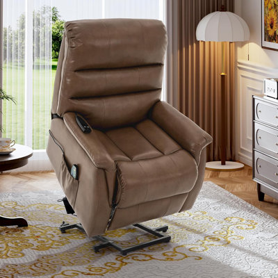 Meleri  Electric Reclining Sofa For Elderly, Pu Leather Massage Recliner With Heat & Side Pockets, Power Lift Recliner Chair For Living Room & Bedroom