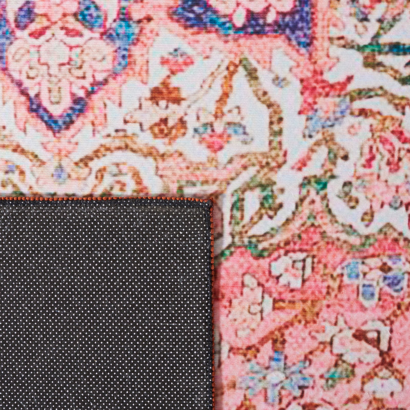 Tucson Oasis Washable Rug Non-Slip Area Rug in Pink & Beige, Rectangle 91 x 152 cm