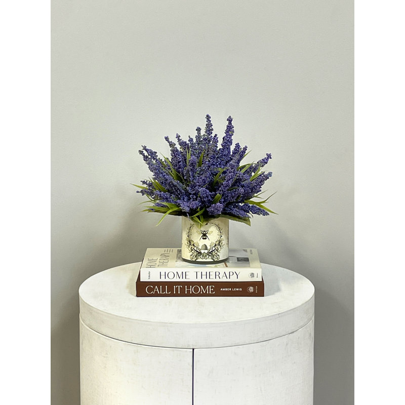Spring Additions Lavender Heather in Decoupage Pot