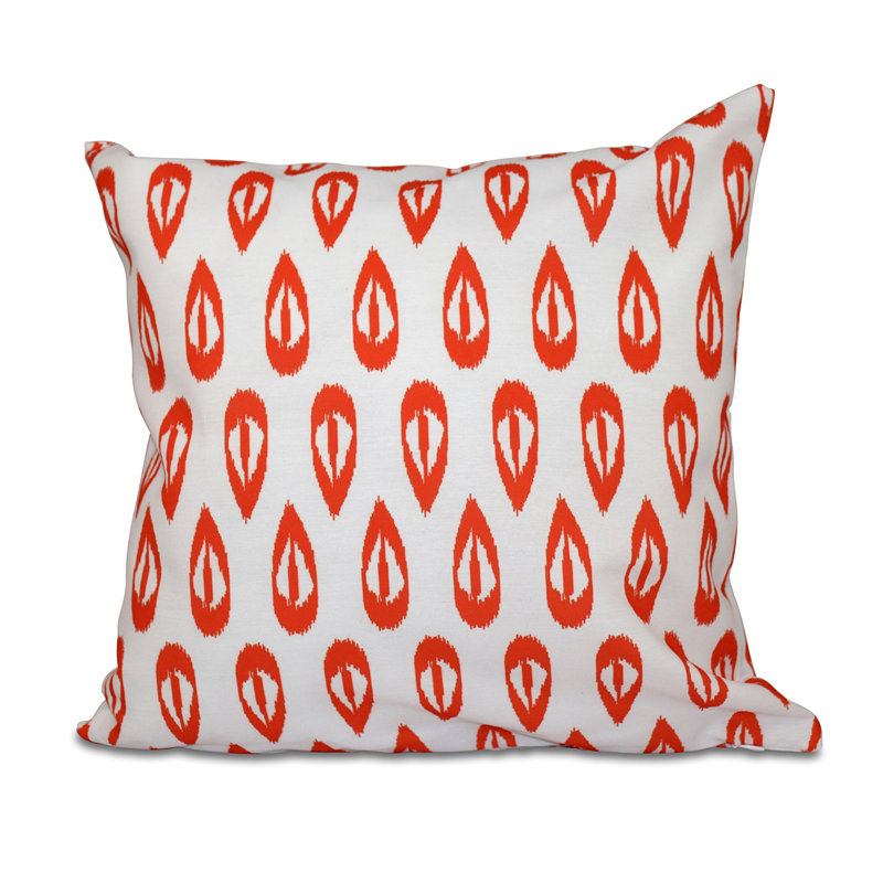 Happy Hippy Ikat Outdoor Reversible Throw Pillow, 20" H x 20" W, Orange