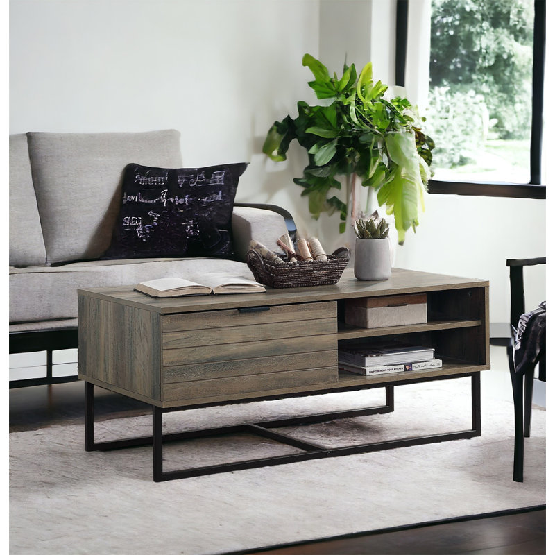 Table basse Homare en chêne rustique et finition noire
