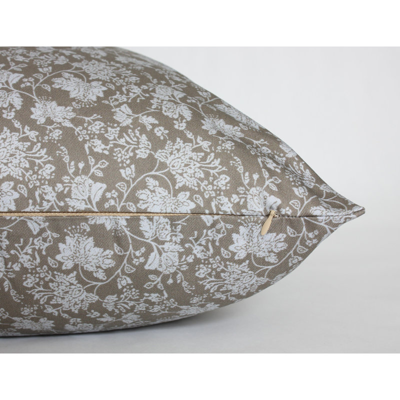 Floral Cotton Pillow Cover, 22" x 22"