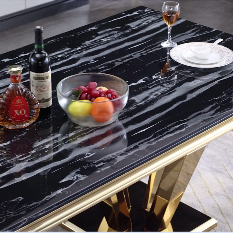 Table de salle à manger de luxe, Noir, Or