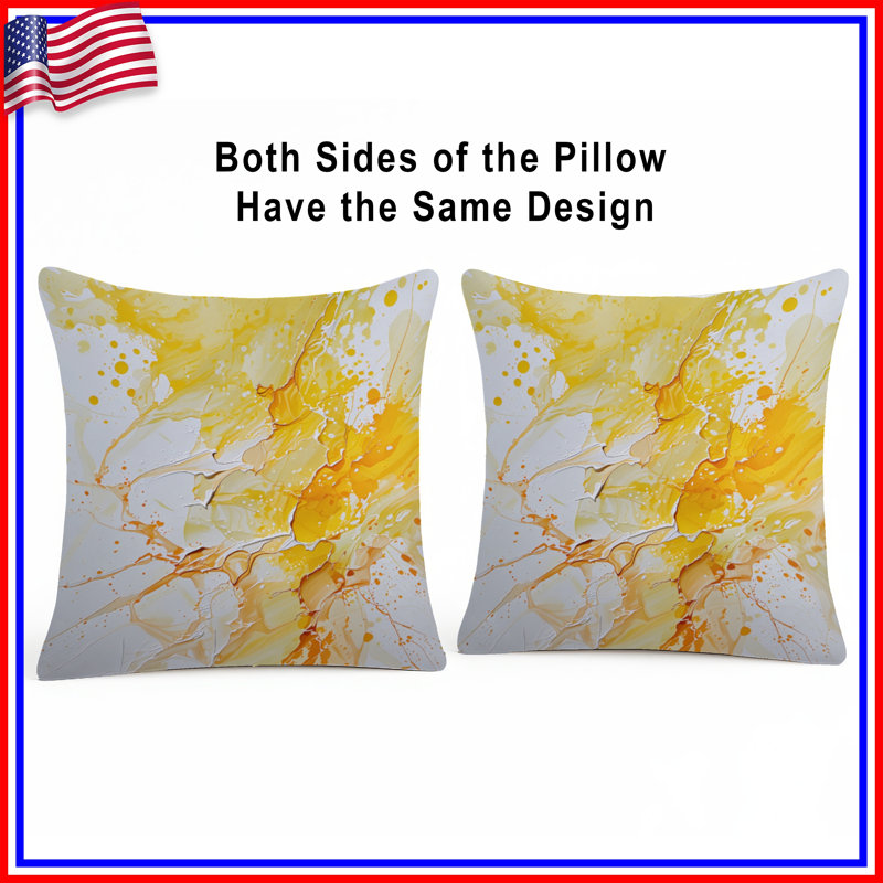 Coussin Yellow Splash, 16 x 16 inches