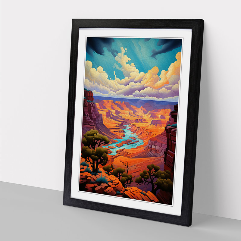 Grand Canyon Tachisme Art - Framed Print