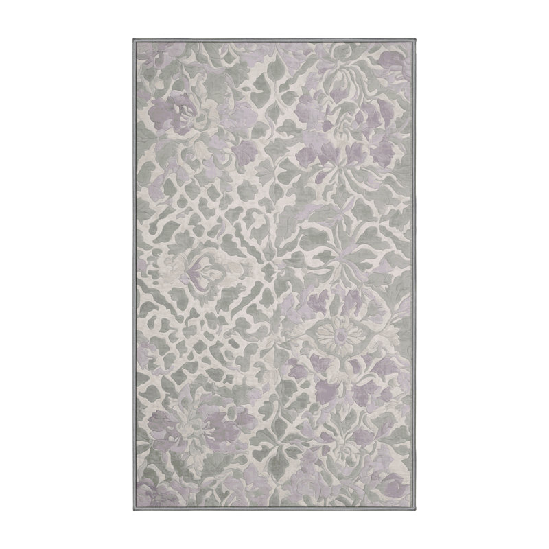 Tapis gris lavable à la machine, Rectangulaire 3 pi x 5 pi