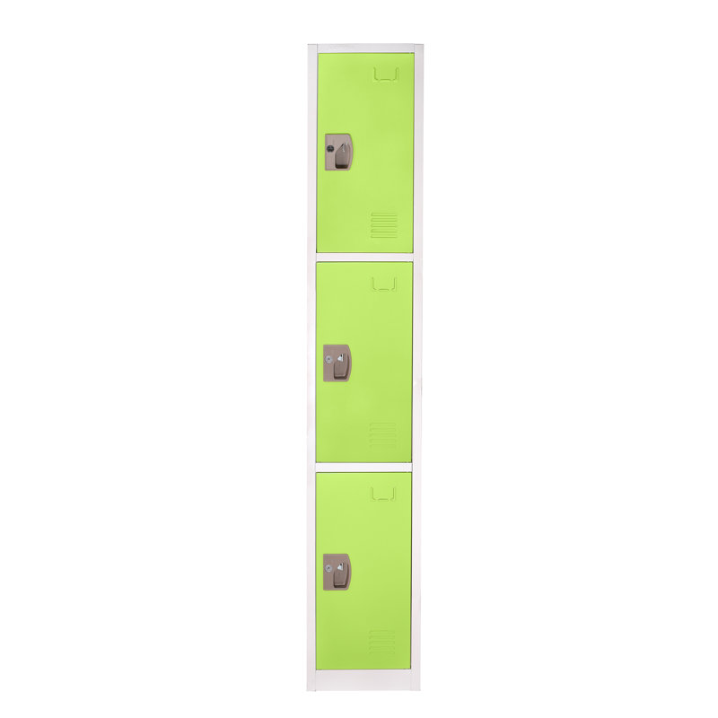 Green 3-Tier Steel Storage Locker with Key Lock