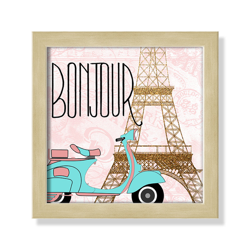 Bonjour paris 2, Cadre boîte champagne clair, H 9 po x l 9 po x P 1,19 po