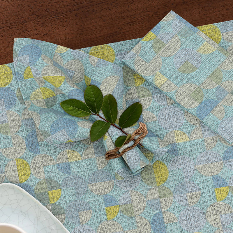Serviettes de table 100% coton à imprimé multicolore, Opale verte