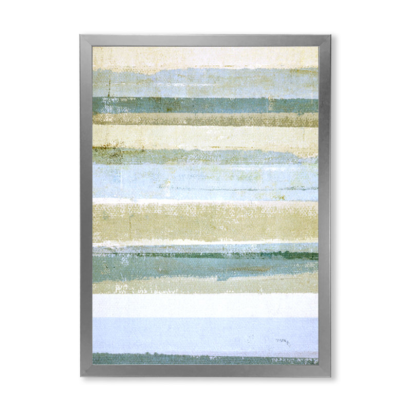 Art moderne gris et bleu II 2FDP47753, H 12 po x l 8 po x P 1 po, Toile avec cadre argenté