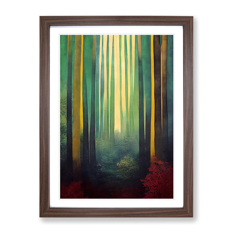 Forest No.6 - Single Picture Frame Painting, 46cm H x 34cm W x 2cm D, Walnut