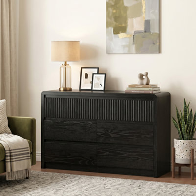 Mountford 49.6" W 6 Double Drawer Dresser, Bedroom Dresser chest of Drawe,Black
