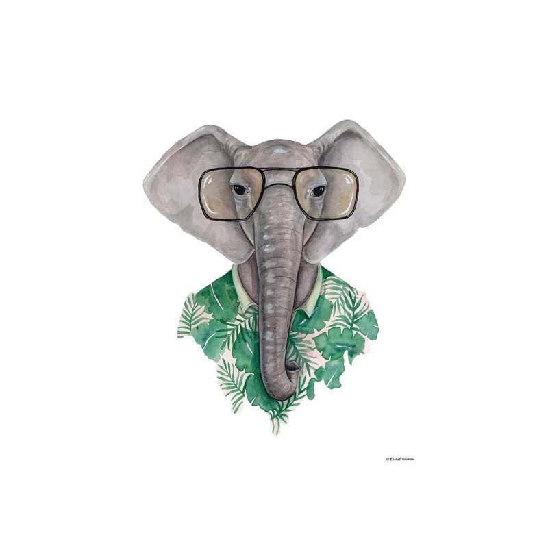 Elephant In Eye Glasses by Rachel Nieman - Gallery-Wrapped Canvas Giclée on Canvas, 30.48 cm H x 45.72 cm W, Canvas
