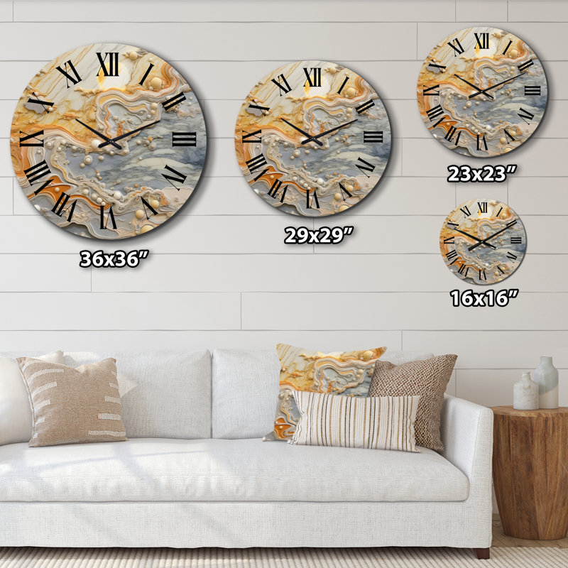 Horloge murale crème en métal, Très grand