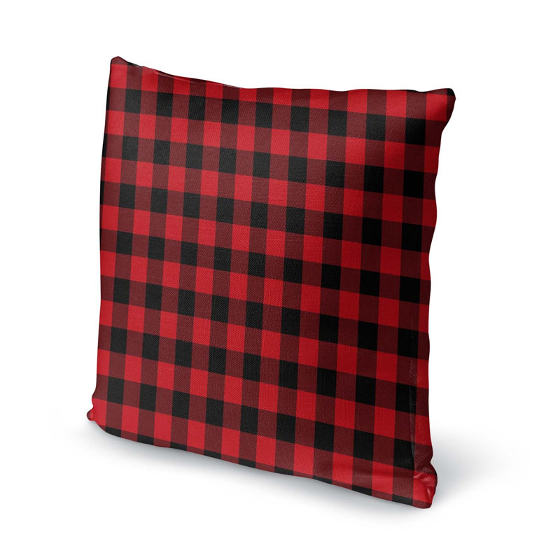 Housse et insert de coussin carré noir et rouge, 24" X 24"