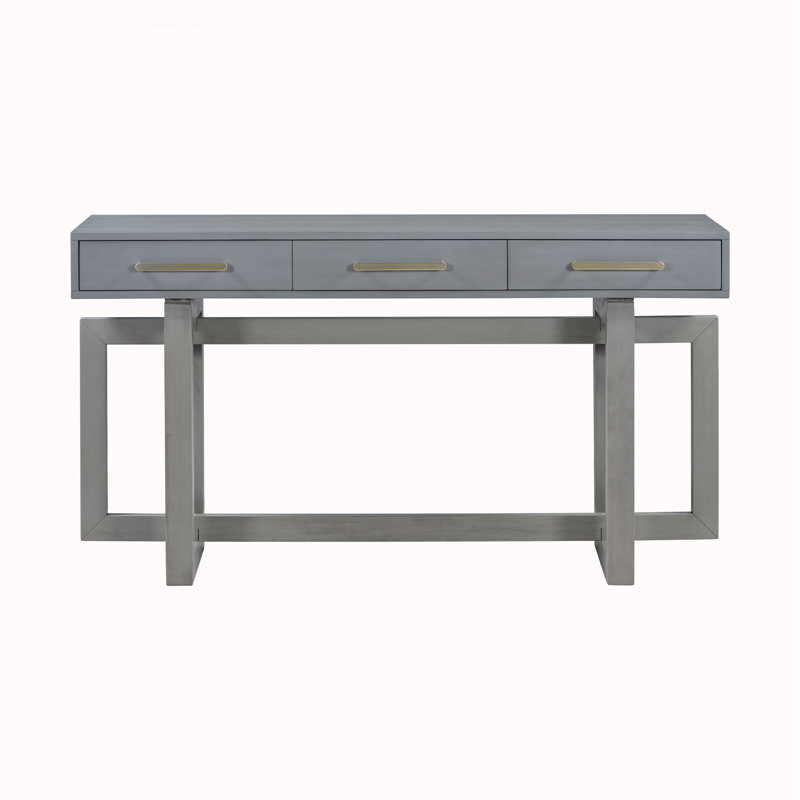 Console avec trois tiroirs, Gris antique