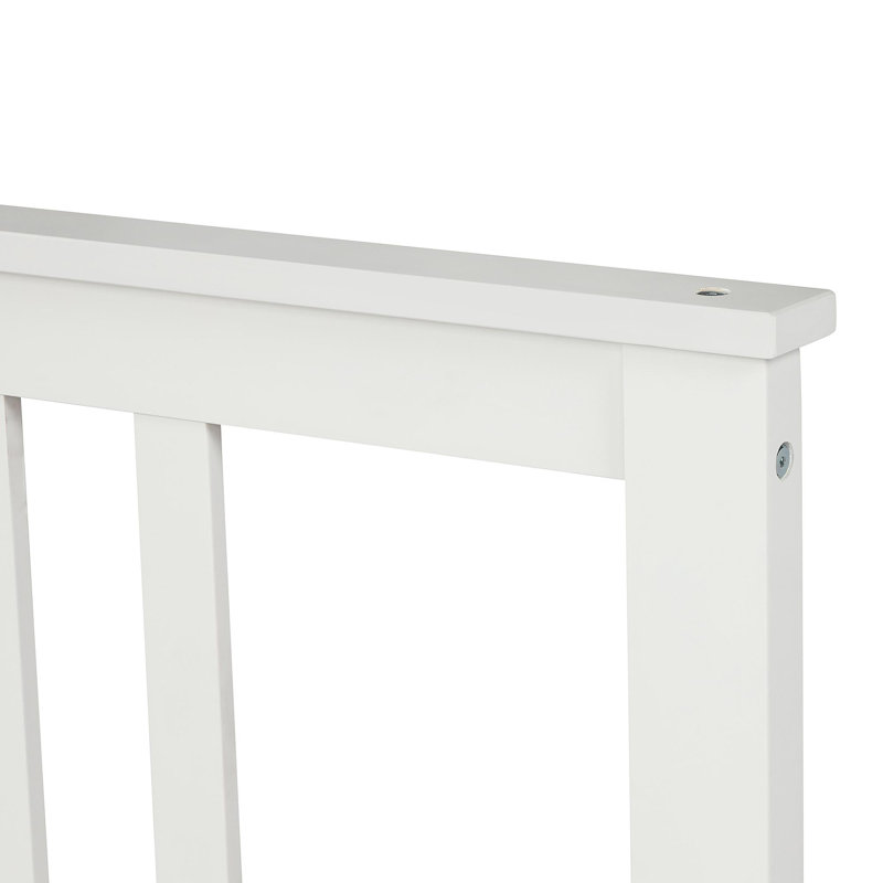 Lit plateforme en bois avec tête et pied de lit double (blanc), Double