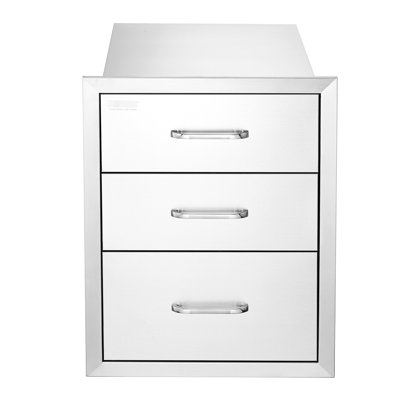 Tiroirs de cuisine d'extérieur en acier inoxydable 18 x 20,5 pouces à 3 niveaux, poignée, entretien de l'huile, tiroirs à glissières lisses pour la cuisine, avec nettoyage facile, rouleau de billes