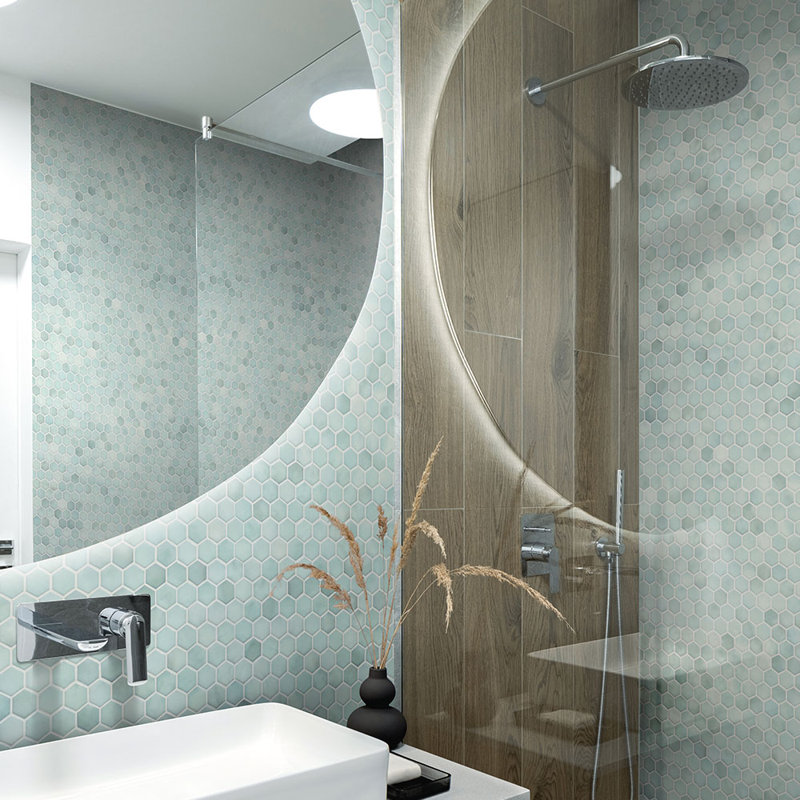 Spectrum Silk Hexagon 2 Inch Recycled Glass Mosaic Wall and Floor Tile, Apollo