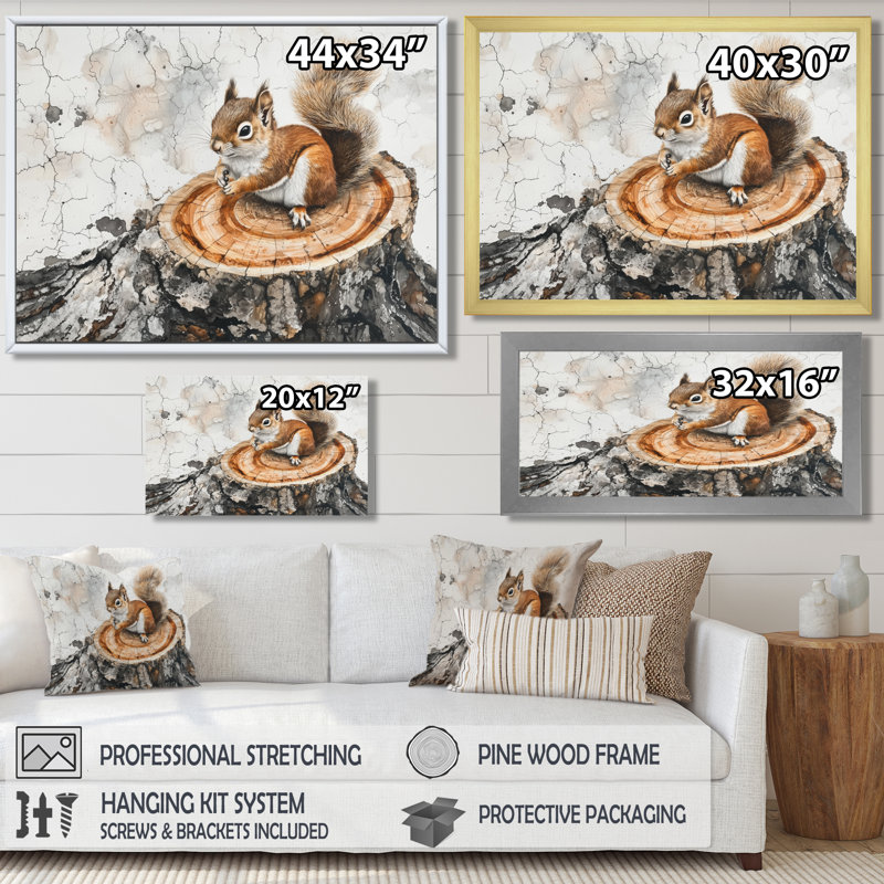 Angella - Animals Wall Art, Single Picture Framed Print, 30" H x 40" W, Black