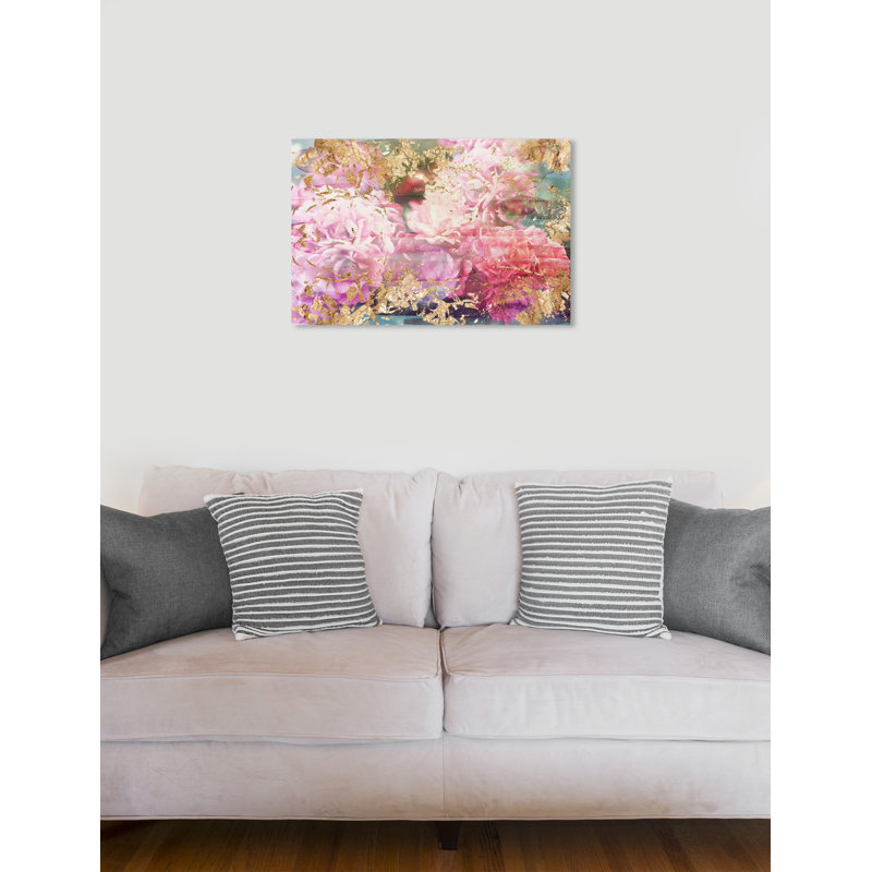 Rose Rhapsody Pink and Gold Floral Canvas Print